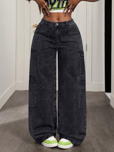 Jeans para Mujer Corte Curvo Regular Fit Cintura Alta Elástica Lavado Claro Algodón Casual Primavera Otoño Unicolor jean  mom  fit vaqueras mujer outfit