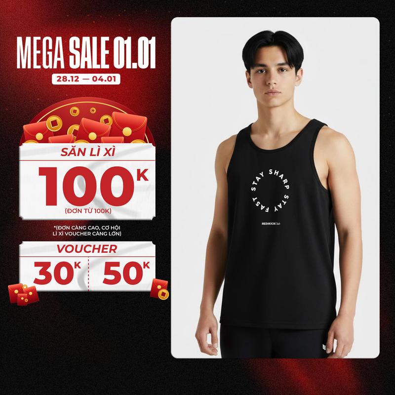 Áo ba lỗ thể thao Tank top Redikick Stay Sharp ATT25001 100% Polyester co giãn thoáng khí chơi Bóng Rổ Pickleball Gym Chạy Bộ Bóng Đá Tennis