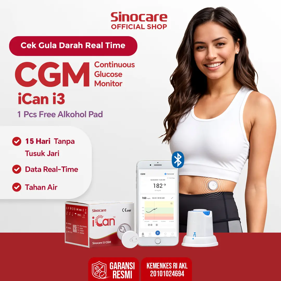 Sinocare iCan i3 CGM Continuous Glucose Diabetes Monitor Gula Darah 15 Hari Real Time Tanpa Tusukan Jari CGM blood sugar monitor Alat Track Gula Darah