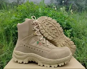 Sepatu Safety Boots Gunung Haiking Adventure Ujung Besi Tactical Cream Gunung Hight Quality