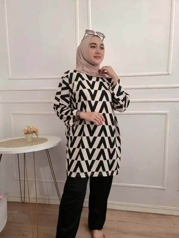 ld 120 setelan wanita tangan 7/8 bahan voxy 0