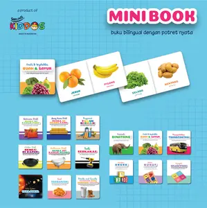 SK MINI BOOK - Buku Pengenalan Pengetahuan Anak Bayi Bilingual Potret Nyata Buah Sayur Binatang