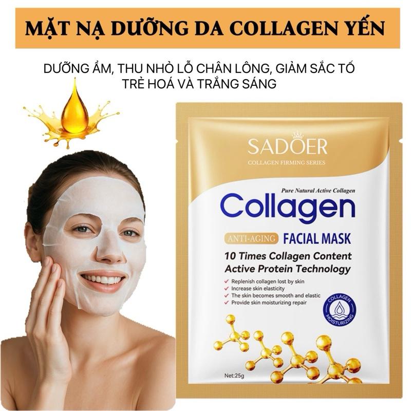 Mặt Nạ Collagen Yến SADOER Hỗ Trợ Giảm Nếp Nhăn Giảm Lão Hóa Trắng Sáng Dưỡng Da Mềm Mịn Bổ Sung Collagen Cấp Ẩm Dưỡng Da Căng Bóng Trẻ Hóa