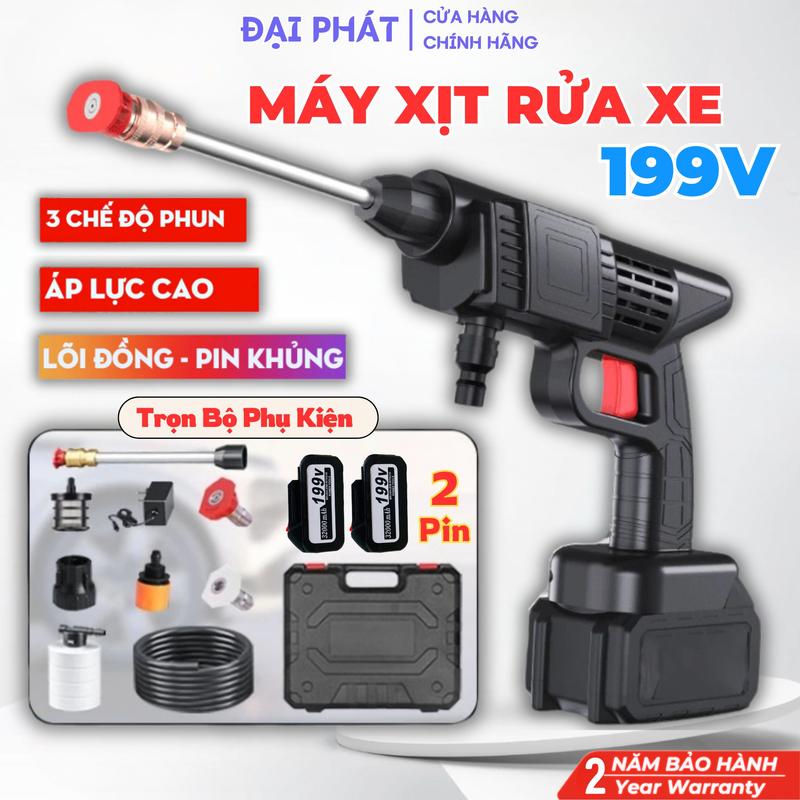 Máy rửa xe -Máy xịt rửa sân vườn Máy tưới cây Máy xịt rửa cao áp có tạo bọt tuyết tặng kèm bình tạo bọt