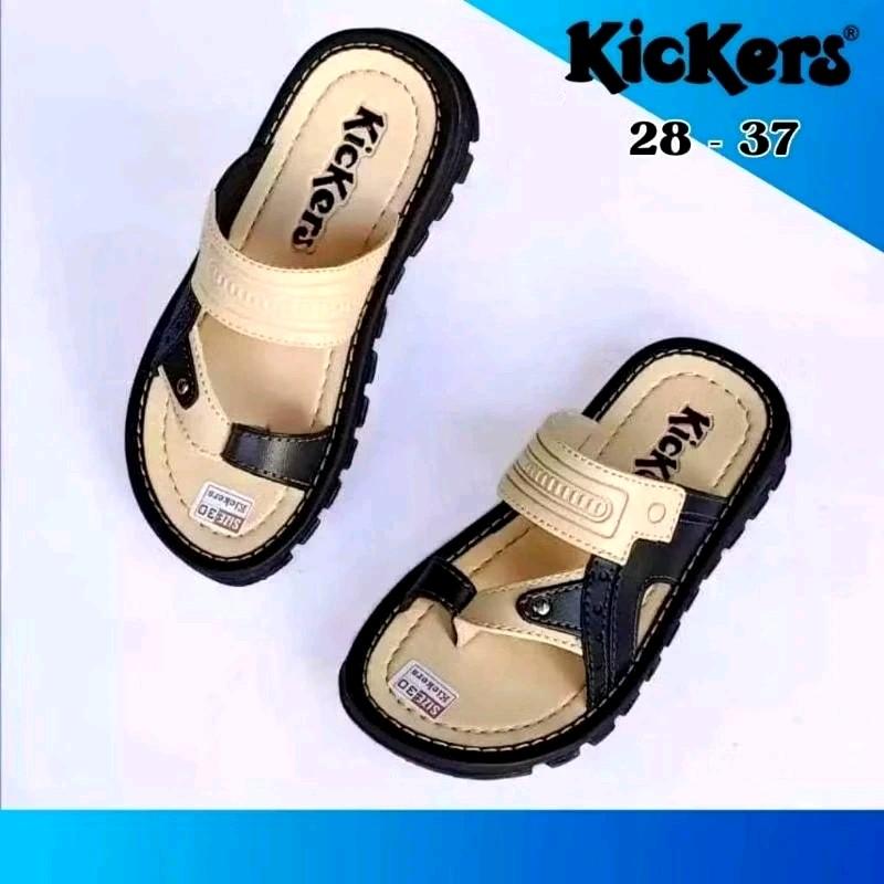 Promo Sandal Anak / Sandal Ank kickrs /Sandal Ank Kulit/ Sandal Anak SD/ Sandal Japit Motif 2 Warna/ size 28-37 Usia 3-10 Tahun Sepatu Fashion Karet 5