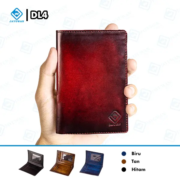 Jayuwan Kreatif - Dompet Pria Original Premium DL4 Bahan Kulit Sapi Asli Ukuran 3/4