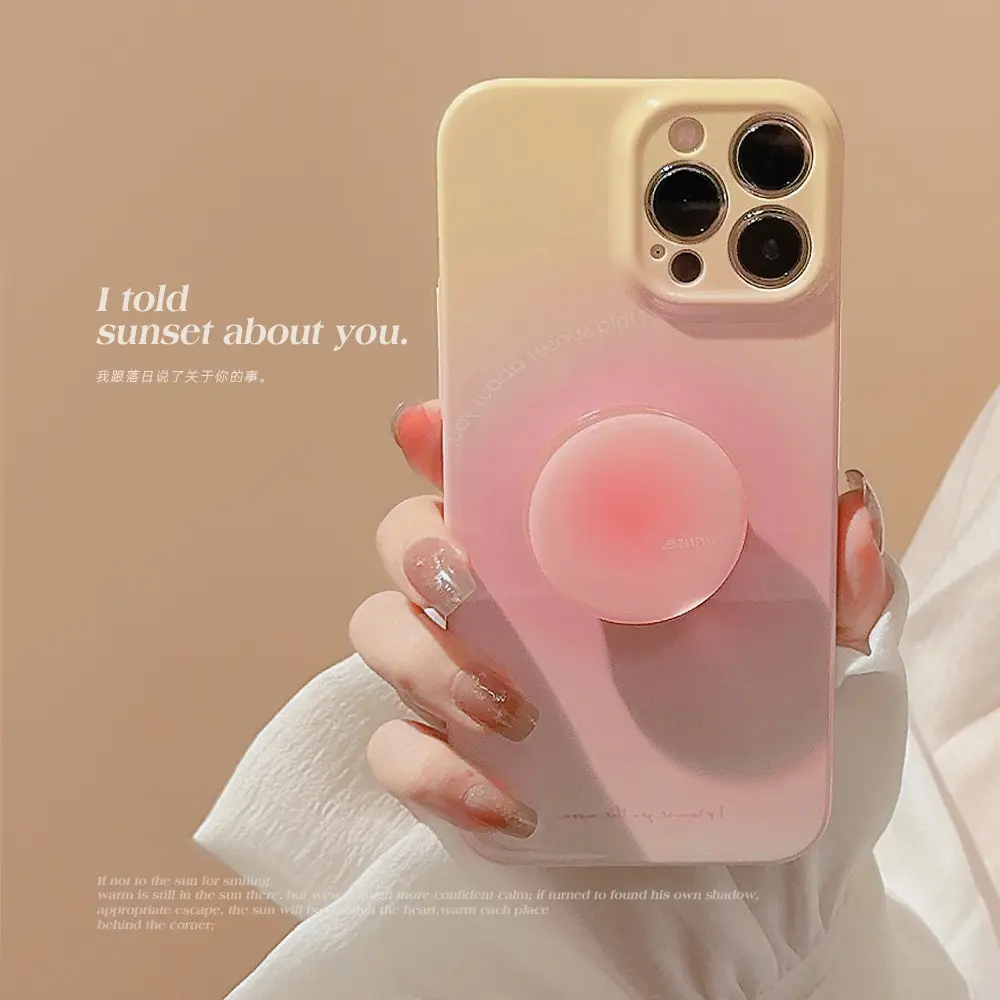 Peach Sunset Pink Full Edge Anti-Scratch Phone Case for Samsung S22 Ultra/S23 Plus/S22/S23/A53/A12 Sweet Style Smart Phone Shockproof and Anti-Shock Protective Cover