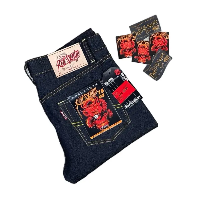 Celana pria denim dana pelajar Sanforized 15 Oz Black Indigo Original Best 5