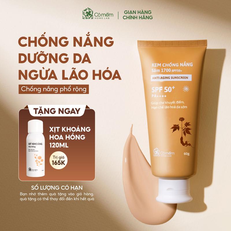 Kem Chống Nắng Sâm 1700 SPF50 PA++++ Phổ Rộng Hạn Chế Lão Hoá Bảo Vệ Dưỡng Ẩm Da Cỏ Mềm 60g Skincare Sunscreen Sun Cream 2 Phân Loại Cho Da Thường và kiểm soát dầu cho da dầu mụn