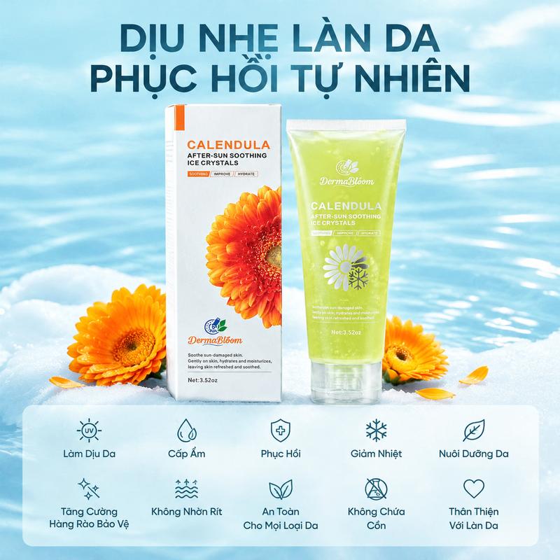 Gel Dưỡng Dịu Sau Nắng Cúc Vạn Thọ DermaBloom 100g | Phục Hồi Da Cháy Nắng, Làm Mát, Cấp Ẩm Không Cồn