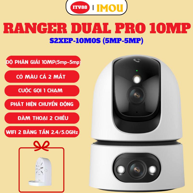 SIÊU HOT Camera Imou 2 Mắt Trong Nhà IMOU Ranger Dual Pro 10MP 6MP - IPC-S2XEP-10M0S 6M0S I Tầm Nhìn Ban Đêm Có Màu I Ống Kính Kép Góc Rộng I Cuộc Gọi 1 Chạm l Bảo Hành 2 Năm