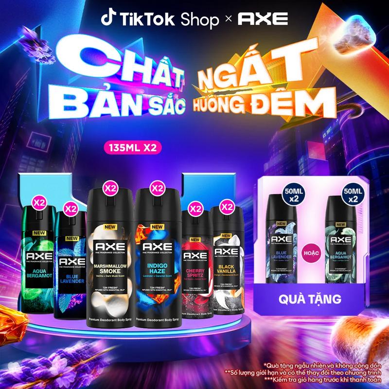 Combo 2 Xịt thơm nước hoa cao cấp AXE 135ml, Fine Fragrance mist lưu hương tinh tế và khử mùi lên tới 72h [v]