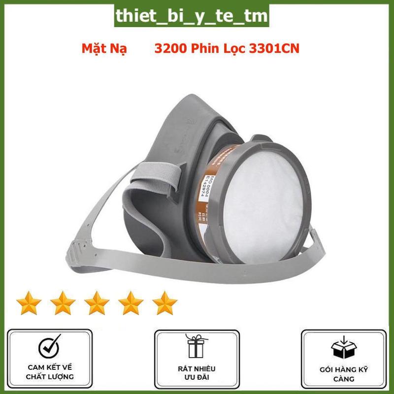 Bộ mặt nạ bảo hộ nửa mặt 3200 sử dụng 1 Phin Lọc 3301CN + 2 Màng Lọc Cotton 3N11CN + 1 Vòng Chắn 385C có tác dụng chống bụi siêu mịn PM2.5 ngăn mùi hôi chống bụi siêu mịn ngăn khói bụi khói đốt