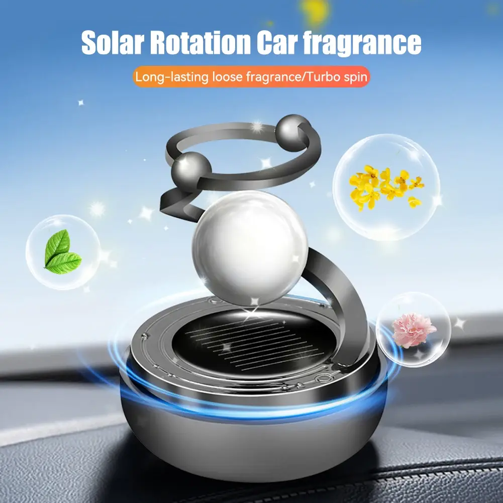 Solar Car Air Freshener Rotating Diffusing  with Star Ball Design 360 Degrees Adjustable Car  Accessories Interior Durable Original Car Fragrance Accessorires Men and Women