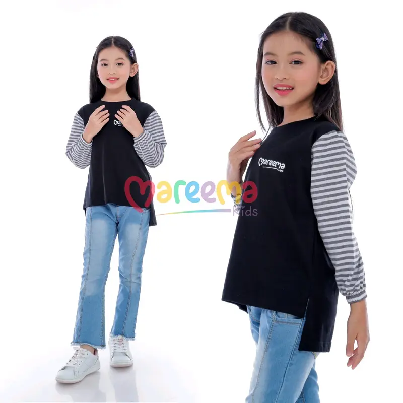 Atasan Baju Kaos Anak Perempuan Lengan Panjang Kekinian Terbaru Usia 5 Sampai 14 Tahun Fashion 4