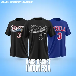 Kaos Basketball Tshirt Premium Philadephi1aa 76ers 3 Allen Iverson Jersey Sport Pria Wanita Premium Quality