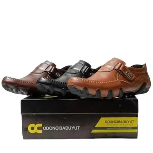 ODON CIBADUYUT SLIP-ON KASUAL KULIT OC-003 Coklat Hitam Shoes Flat Pria Kerja Rubber Manis