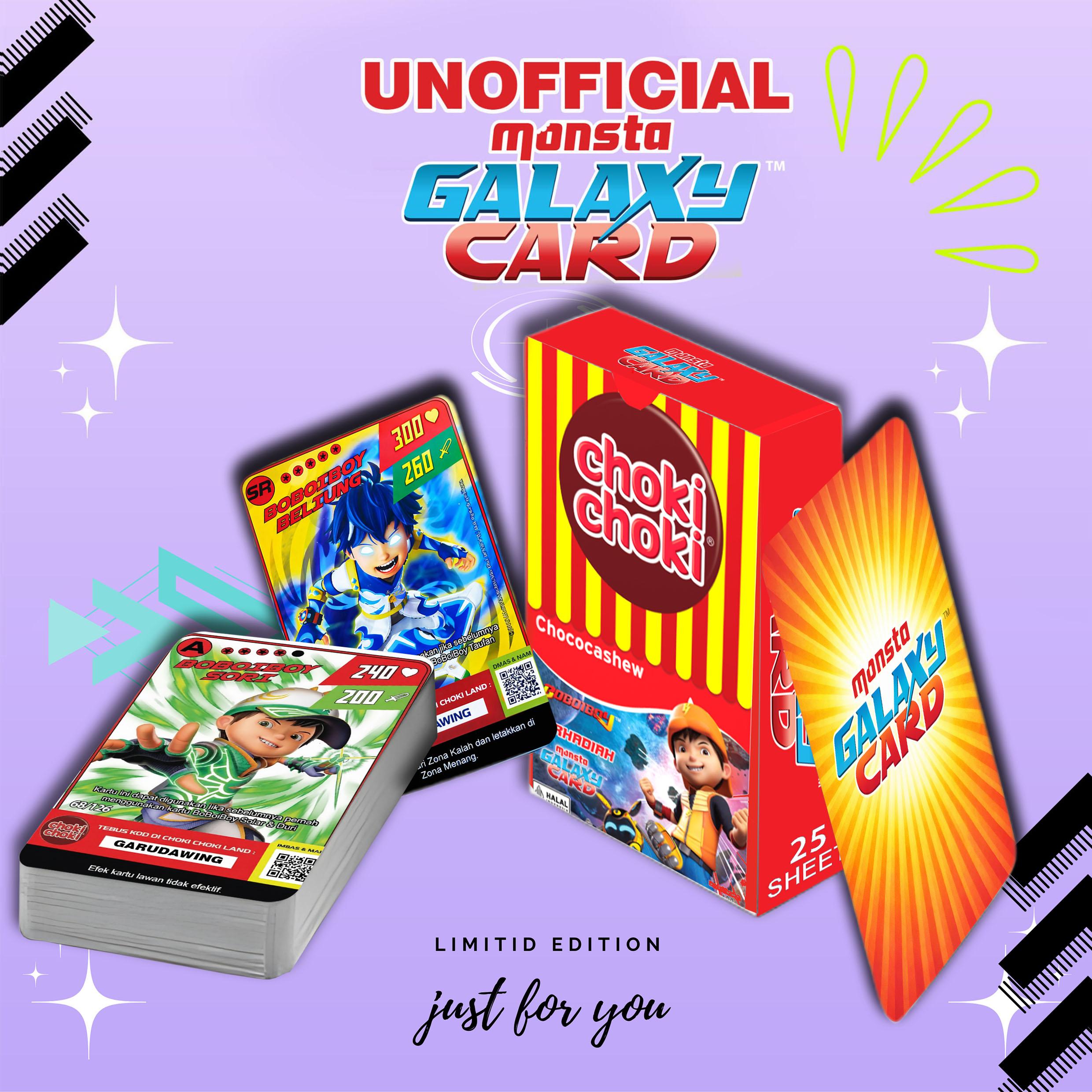 HOMEMADE KARTU/KAD BOBOIBOY CHOKI CHOKI MONSTA GALAXY CARD (MGC) PREMIUM 25 SHEET