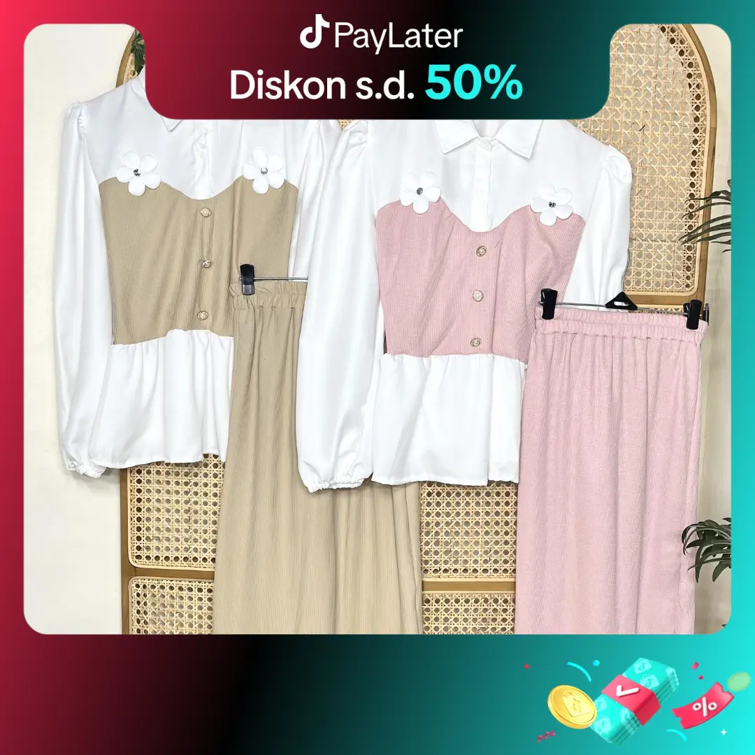 BM - SET ROK CHALA WAFFLE RIB PREMIUM - SETELAN WANITA
