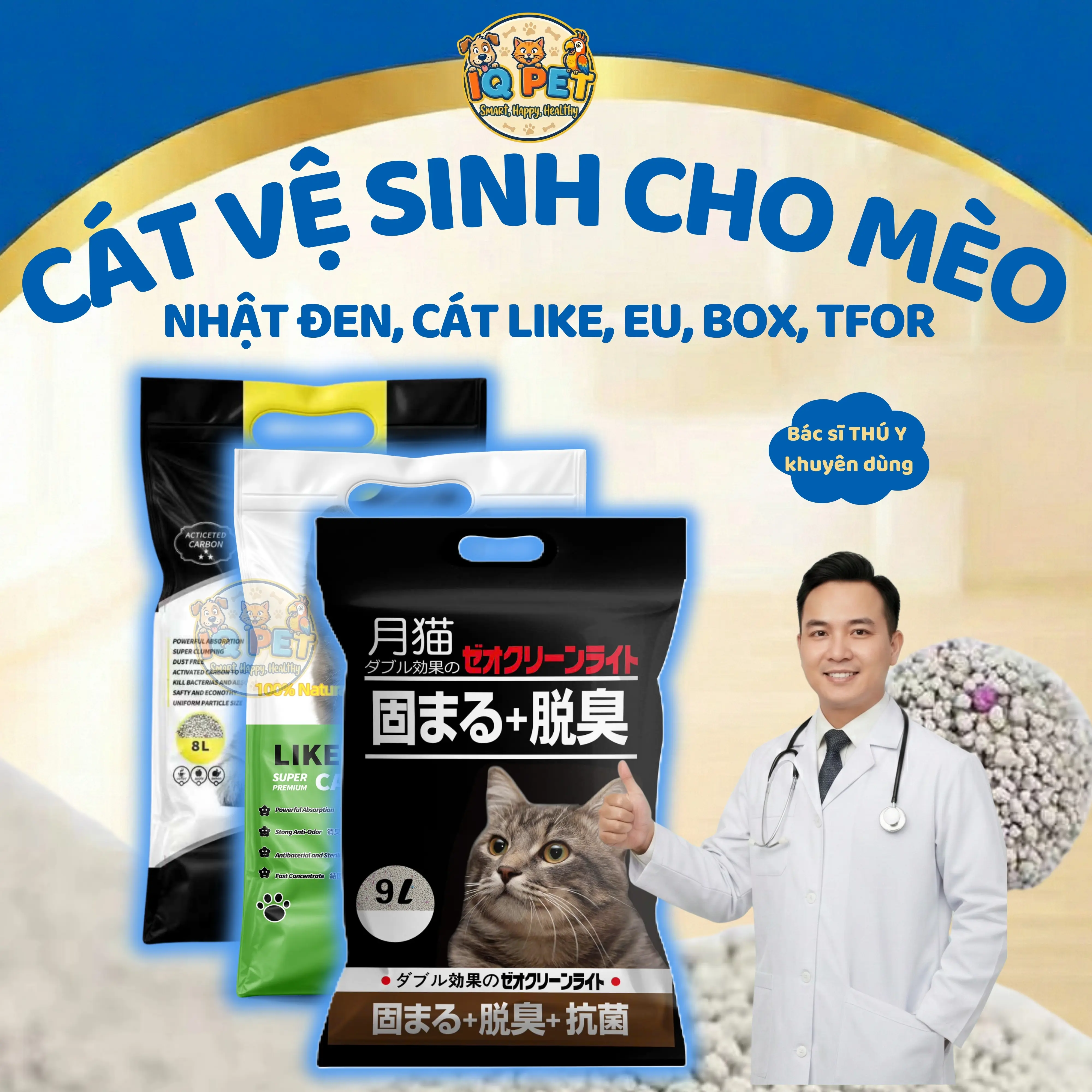 Cát Vệ Sinh Cho Mèo Bentonite 9L, Cát Nhật Đen, CATLIKE, TFOR, EU LITTER, CATBOX Siêu Thấm Hút, Vón Cục Nhanh, Khử Mùi Hiệu Quả, Ít Bụi, An Toàn Cho Mèo
