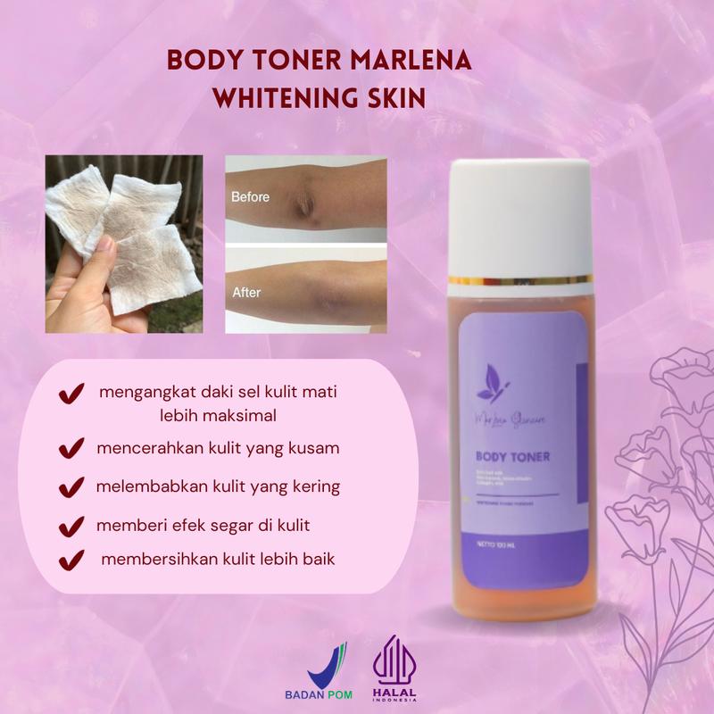 TONER BADAN MARLENA isi 2 BOTOL FREE KAPAS Melembutkan UNTUK BADAN  Mencerahkan Tubuh Niacinamide Kotoran Memutihkan Memudarkan 3