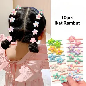 10PCS / SET IKATAN RAMBUT ANAK KOREA KARAKTER LUCU / AKSESORIS IKAT RAMBUT ANAK KARET