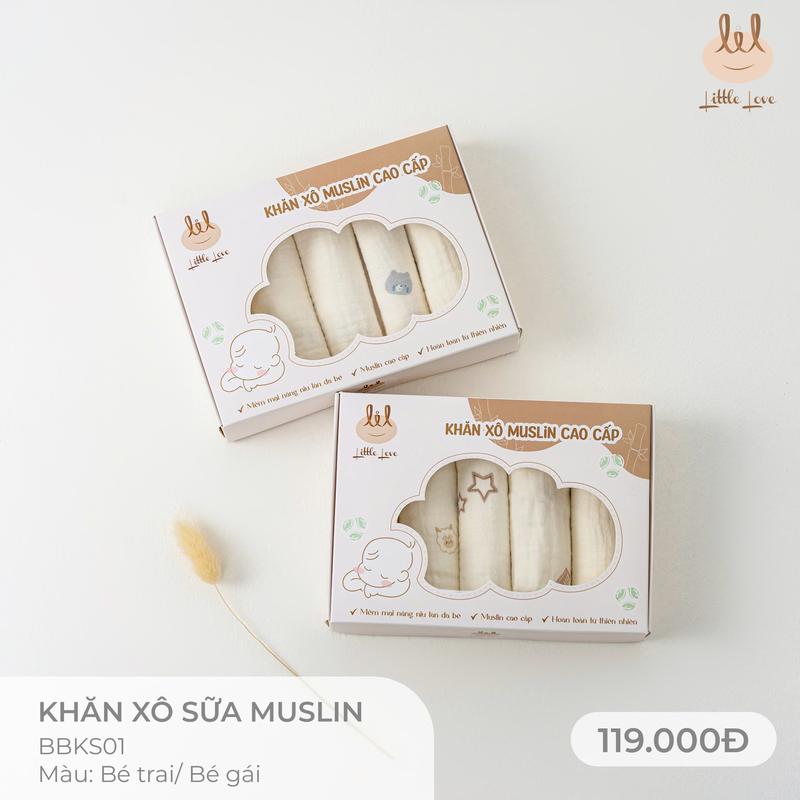  Set 5 chiếc khăn xô sữa muslin dành cho bé Lil little love  BBKS01  