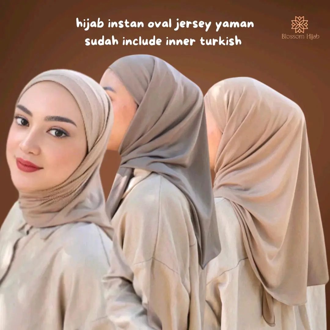 BLOSSOM HIJAB INSTAN OVAL JERSEY PREMIUM TALI SUDAH INCLUDE INNER TURKISH