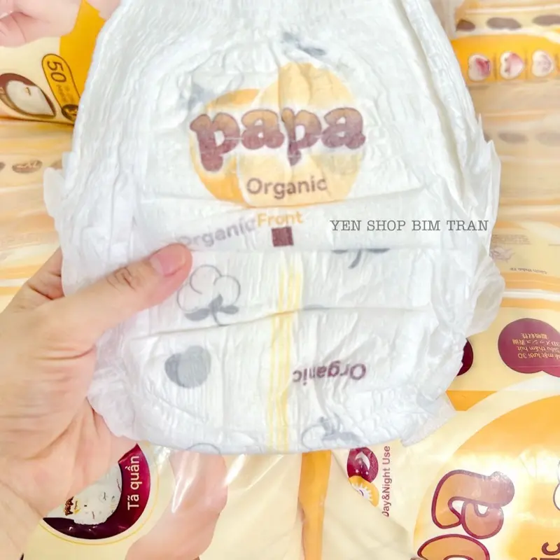 Papa Organic 100 miếng tã quần S - 6XL tương đương từ 3-30kg, bỉm mềm mại thấm hút tốt dành cho bé tiểu nhiều , bé bụ bẫm tăng 1-2 size bỉm  nội  địa  trung 1