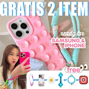 ◤READY! GURITA FUJI◥ KELONTONG UNIK | (Free Gelang Hp) Gurita Silicone Suction Cup Case with Lanyard Phone Charm Tali Gantungan - Softcase/ Case HP for iPhone Samsung XR 11 12 13 14 15 16 17 PRO PROMAX PLUS A6 A16 A36 A56 ,CISAG