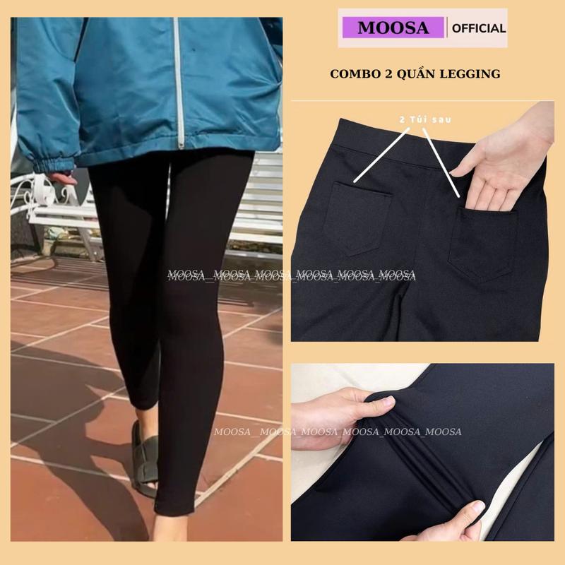  Combo 2 quần legging 4 túi Bigsize Lưng Cao Dễ Phối Đồ Cạp Chun Women 