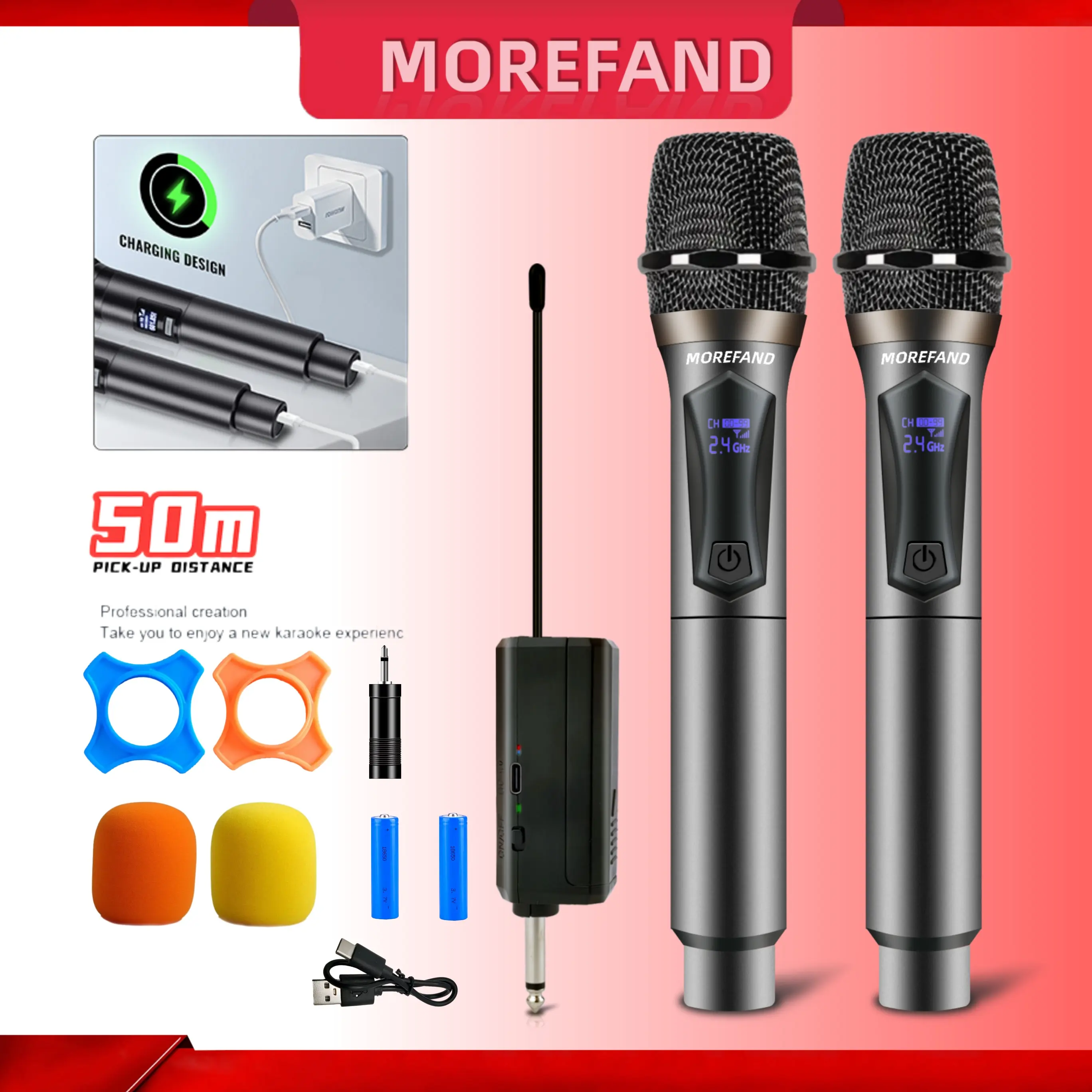 Wireless Microphone 108V1-S/108V2-S UHF charging microphone 1280mA rechargeable lithium battery wireless  lavalier  microphone mic  treasure