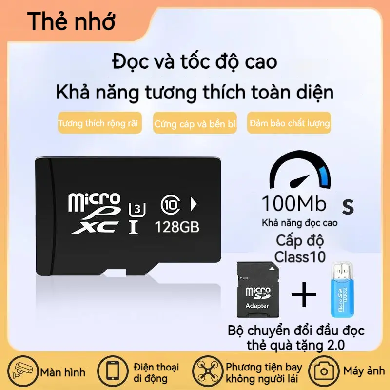 Thẻ lưu trữ điện thoại di động, Tốc độ cao (64GB), Thích hợp để theo dõi camera (128GB), Thẻ SD, 256G, Thích hợp cho loa, Dash cam, Thẻ lưu trữ chống thấm nước Thông Dụng usb  lưu  trữ  cho  iphone usb  1tb win  usb