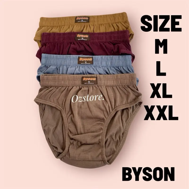 12pcs BYSON / Celana Dalam Pria Polos terlaris remaja dewasa 3pcs / 6pcs cd pria segitiga lembut nyaman Size M L XL XXL 4L