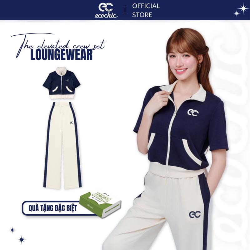 Set Bộ Cổ Cao ECOCHIC Áo Khoá Kéo Quần Dài Chất Cao Cấp Mỏng Nhẹ Local Brand Chính Hãng B173