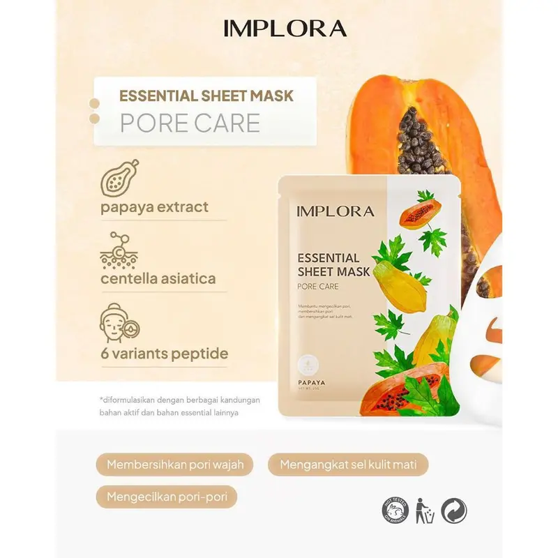 ENVIO - Implora Essential Sheet Mask 25gr - Masker Wajah Melembabkan Anti Aging Acne Control 3