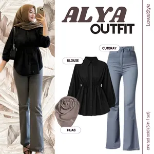 Setelan Remaja Korea "ALYA OUTFIT" – (Blouse, Cutbray, Hijab) One Set 3In1 Wanita Kekinian - LS13