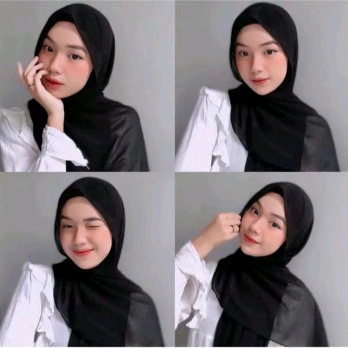 MILLENIAL PASHMINA PLISKET CERUTY BABYDOLL KHUSUS WARNA HITAM Jilbab Wanita Muslim Panjang 5