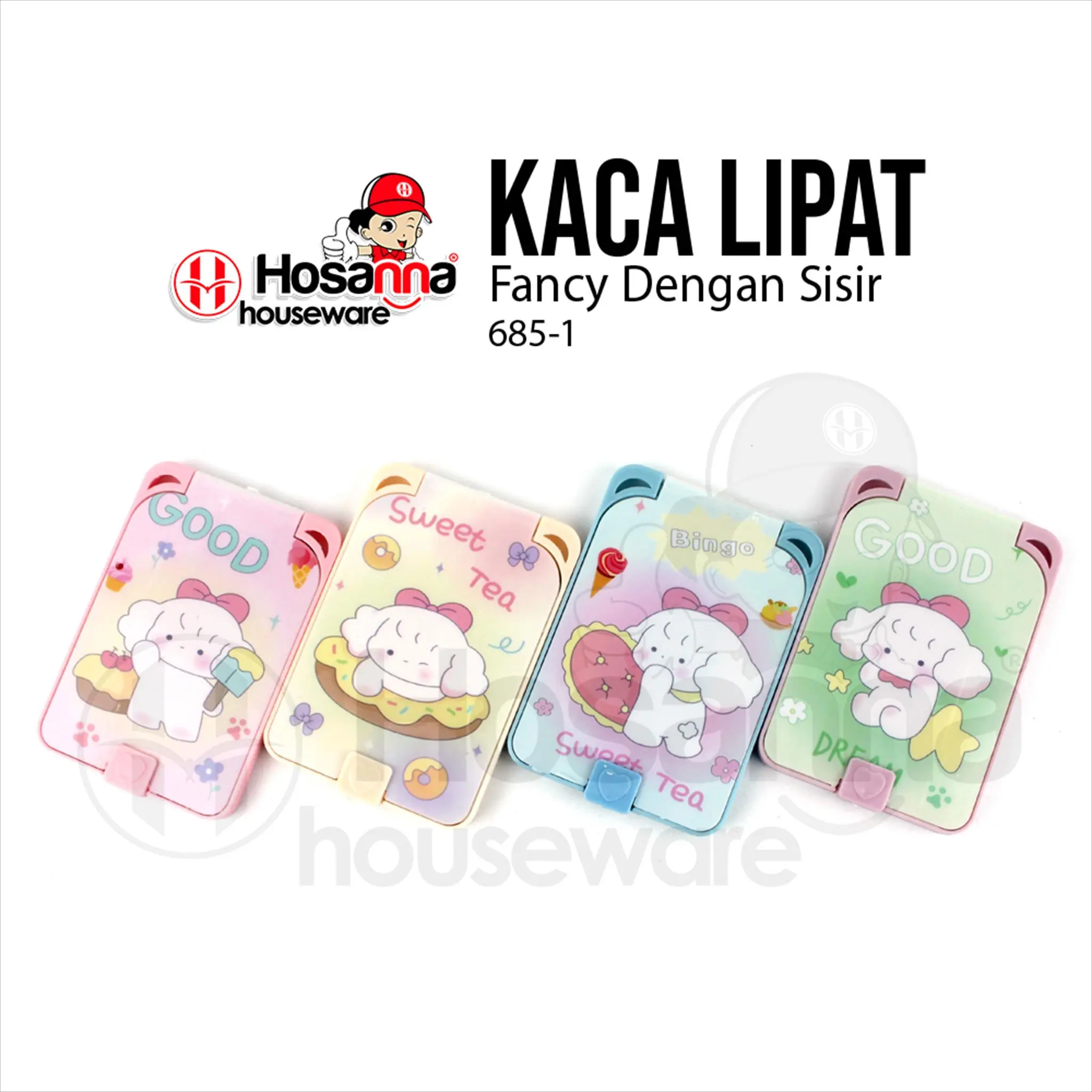 Cermin Lipat + Sisir Aishu / Kaca Lipat + Sisir Karakter Lucu 685-1