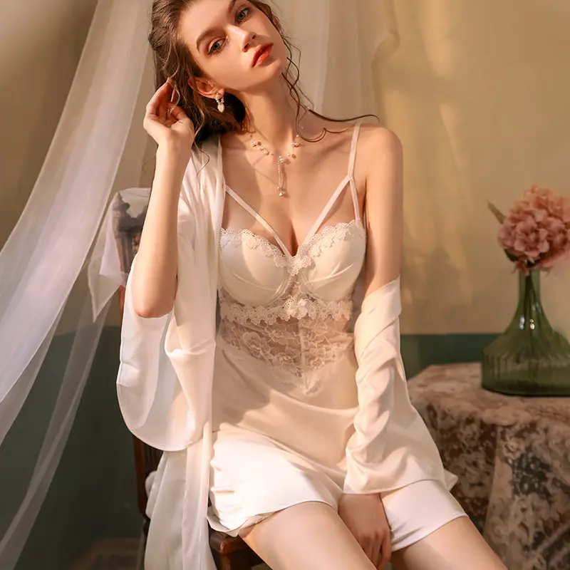 Sexy pajamas with chest pads halter-style romantic chemise set new product women's loungewear victoria secret  pajamas