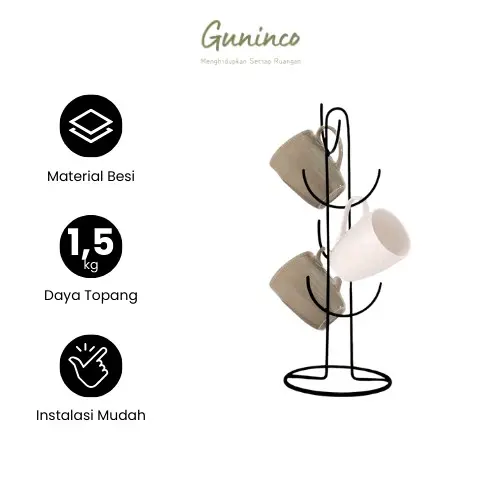 Rak MUG Gelastinggi 35cm Lebar 18cm - Tempat 8  Penyimpanan  Gelas marmer/Cangkir untuk Teh/Kopi 4