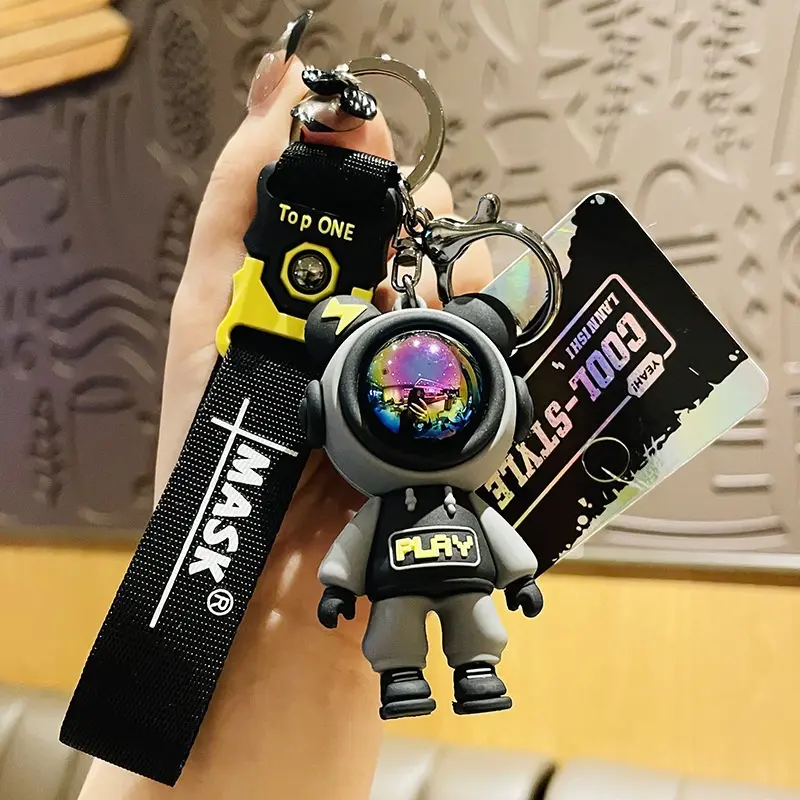Cartoon Lightning Bear Keychain Cute Astronaut Bear Doll Keyring Bag Pendant Couple Car Keyholder