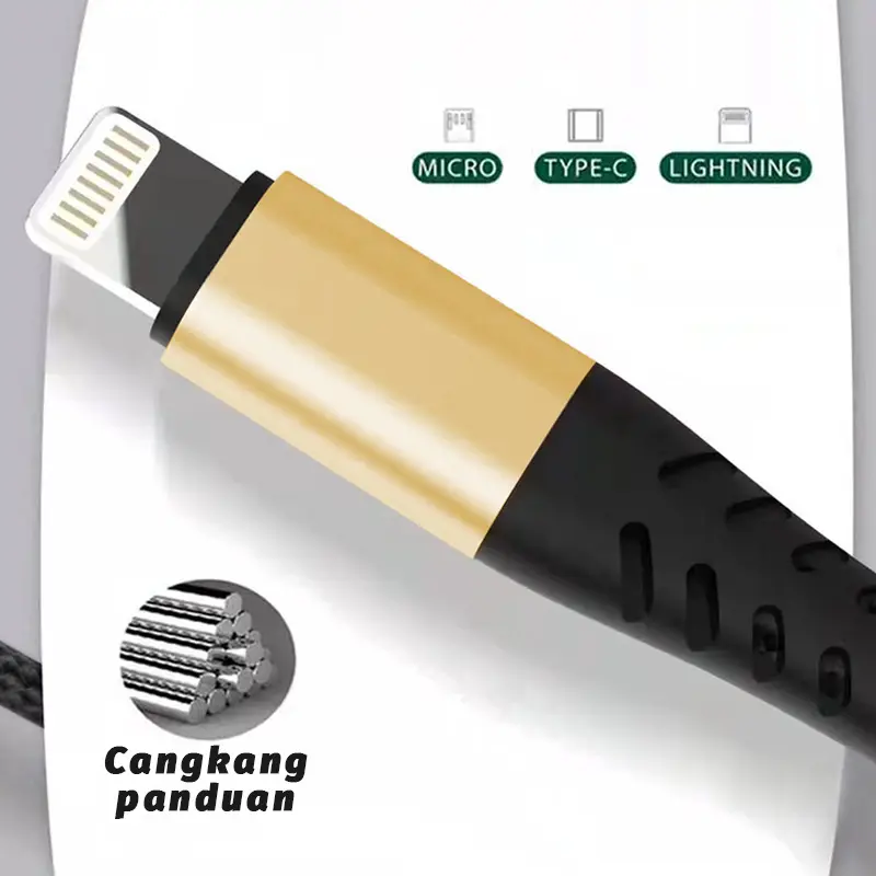 Kabel Pengisian Cepat 120W dengan Panjang 3.0A Kabel data Fast Charging USB Micro / USB Type C 1M Kabel Pengisi Daya untuk Samsung Xiaomi Vivo Oppo Huawei Quality Dikepang Kabel Data 1
