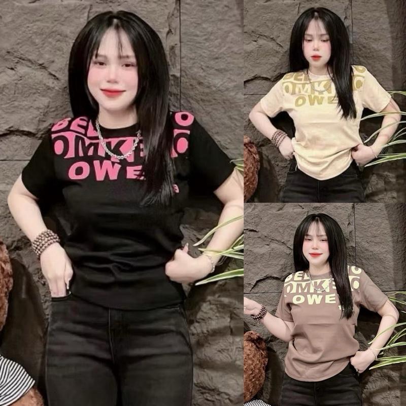 B122_Áo thun nữ fom vừa chữ cổ ép nổi Nữ