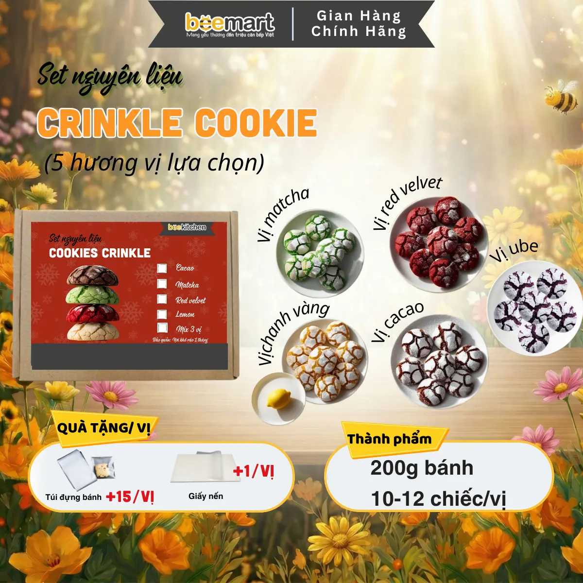 Set làm bánh Crinkle 5 vị - Mỗi vị 10 bánh - Tết 2026 - Ăn vặt - Qùa tặng