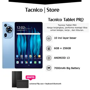 TACNICO Tablet PRO  6GB+256GB Android 13 Tablet 10.1 inch HD Smart 2-in-1 Tablets Octa Core Processor 1280x800 IPS Tablet, Dual Cameras, Supports 2 SIM Cards, 5G WiFi Purple