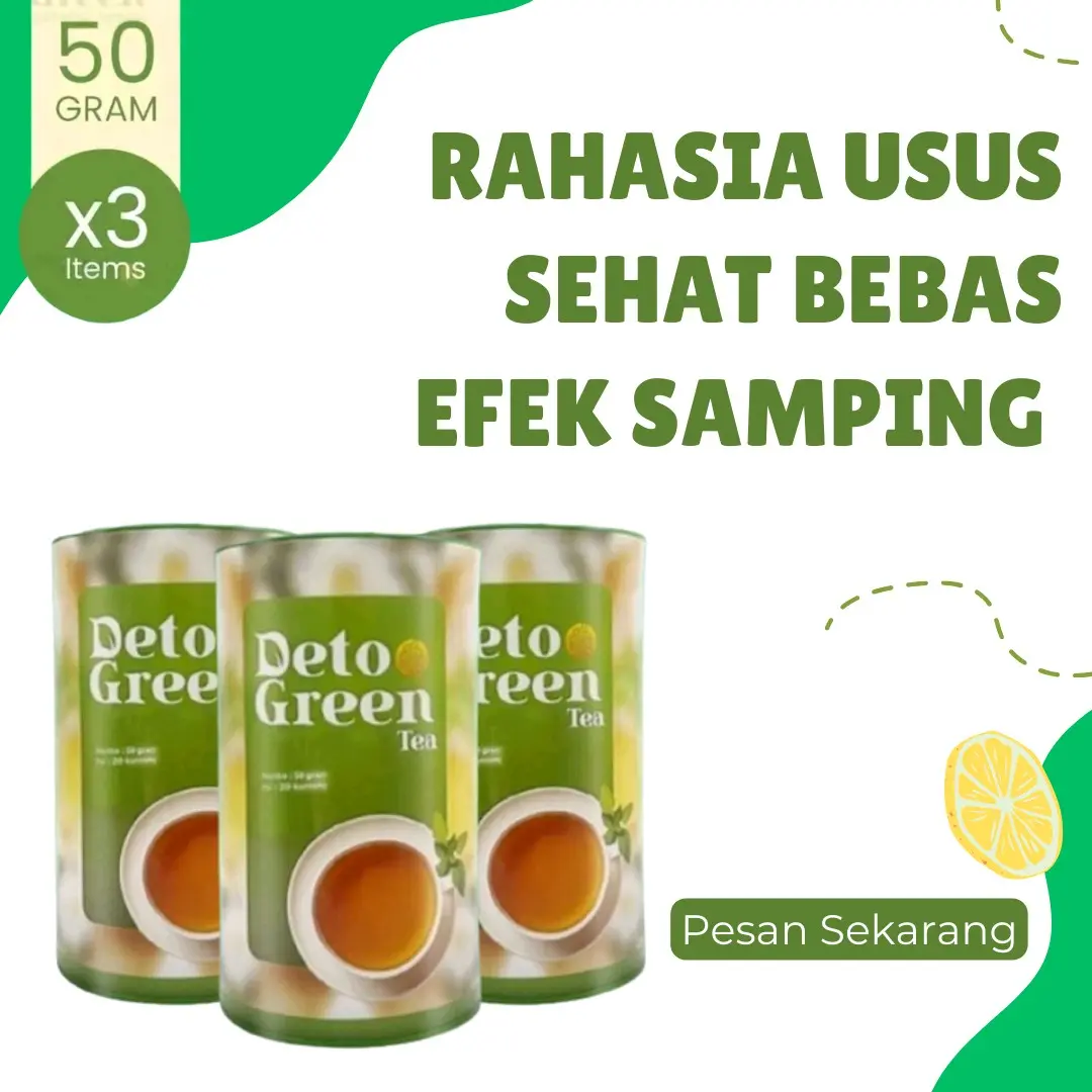 Promo!!  Paket 3 Botol - Detogreen Air Tea Honey Peach Herbal Alami untuk Membantu Kesehatan Ususmu