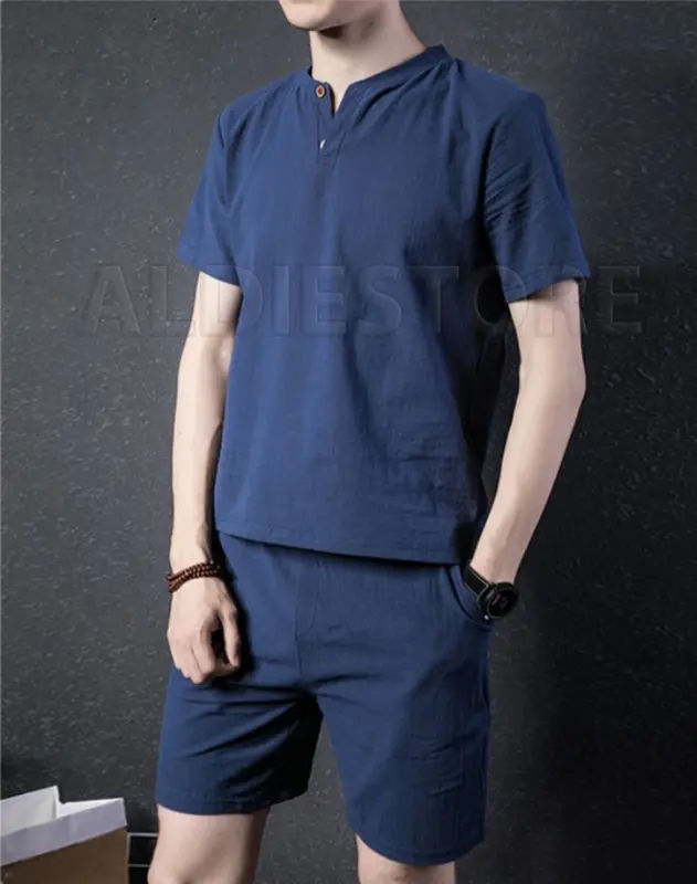 Baju Set Pakaian Pria Celana Pendek Hitam Polos Setelan Amond Kaos dan Celana Distro 7