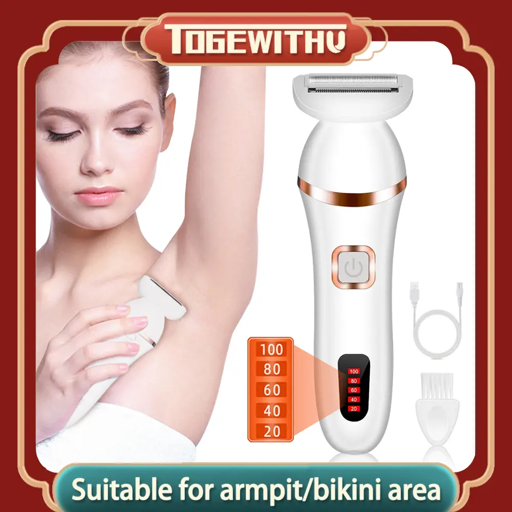 Shaver for Women, Electric Razor Painless Lady Foil Shaver Womens Shaver Cordless 3 in 1 Blade Trimmer Rechargeable Body Hair Removal for Bikini Area Legs Armpit Arms and Back
