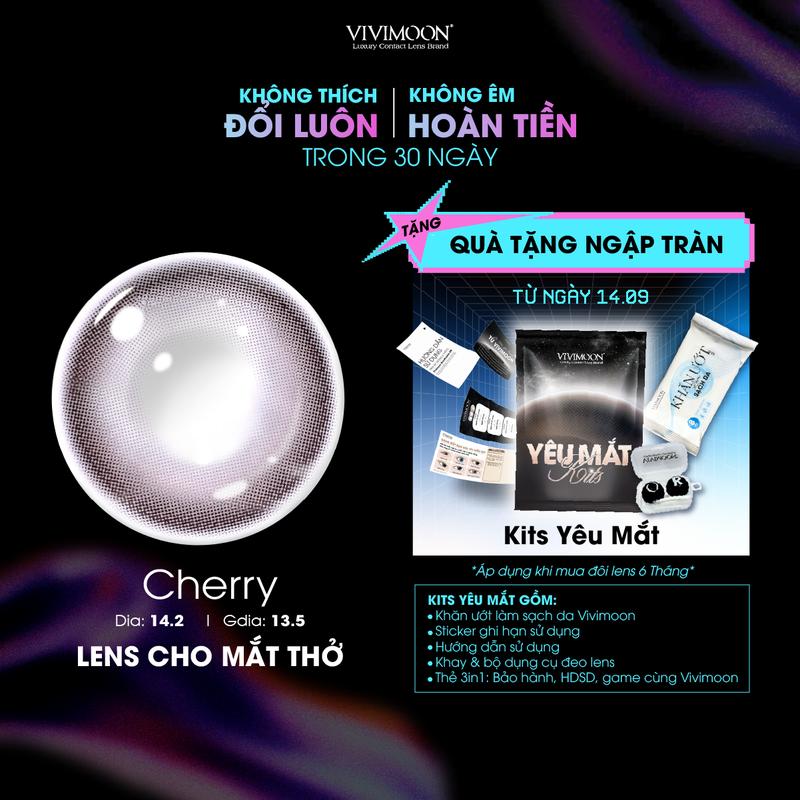 Kính áp tròng VIVIMOON LENSPRESSO Lens cận nâu xám hồng cho mắt thở CHERRY, lens 06 tháng (Giá 01 đôi) kính áp tròng